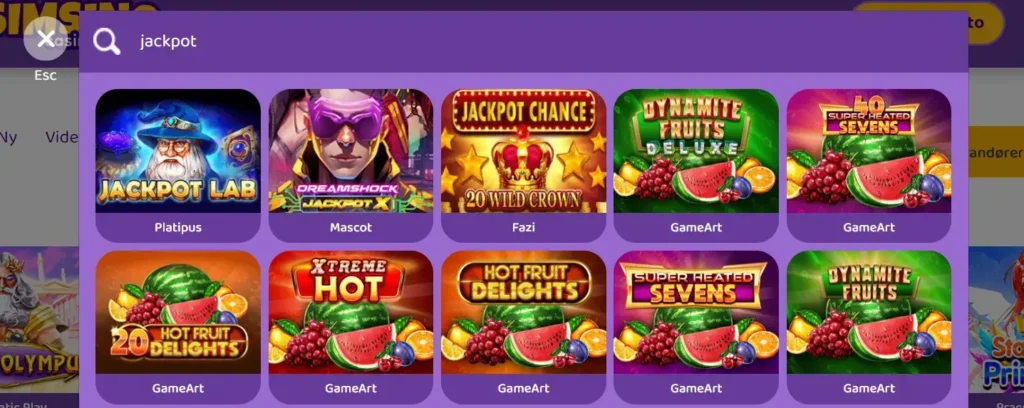 jackpot spill simsino