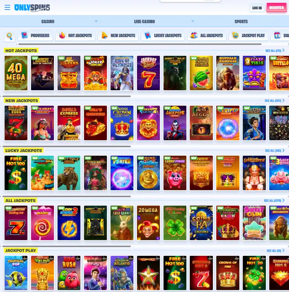 Onlyspins Casino - Jackpot games